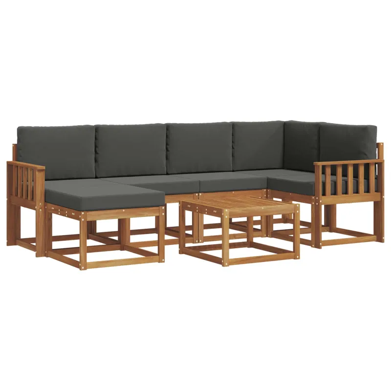 Lauko sofos komplektas su pagalve 7 pcs Natūralus ir antracitas