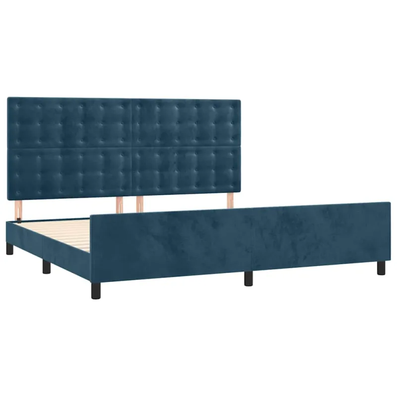 Lovos rėmas be čiužinio tamsiai mėlynas 200x200 cm aksomas