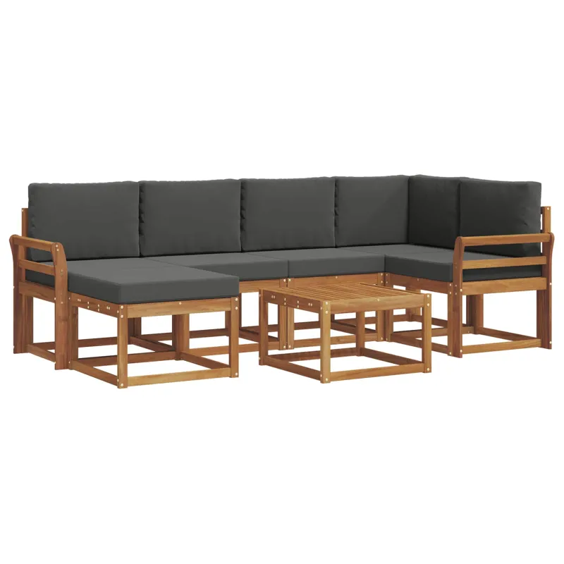 Lauko sofos komplektas su pagalve 7 pcs Natūralus ir antracitas