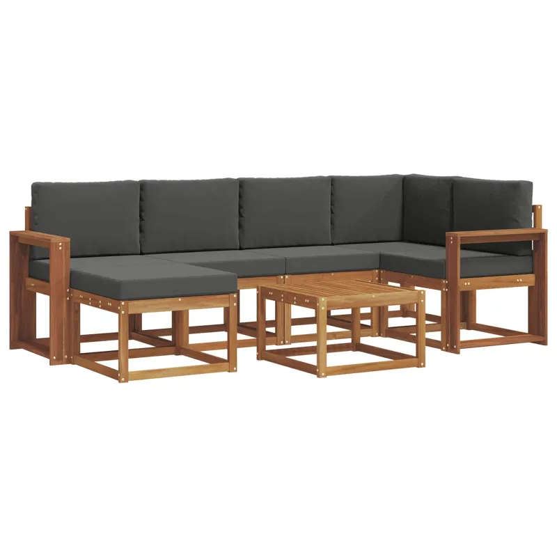 Lauko sofos komplektas su pagalve 7 pcs Natūralus ir antracitas