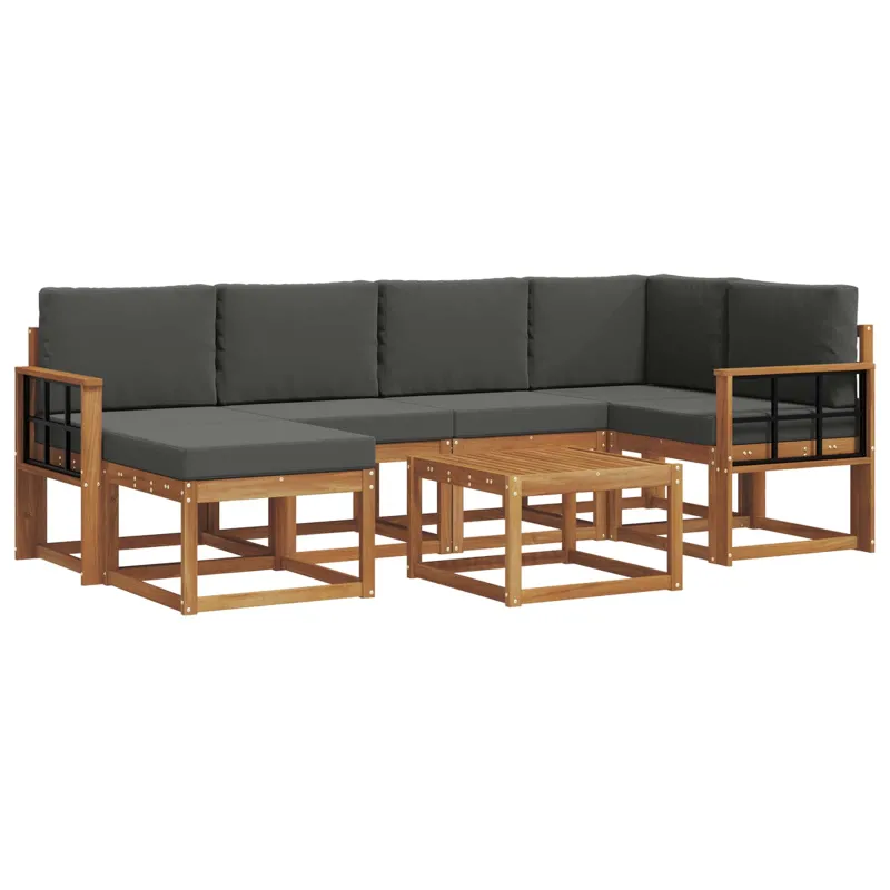 Lauko sofos komplektas su pagalve 7 pcs Natūralus ir antracitas