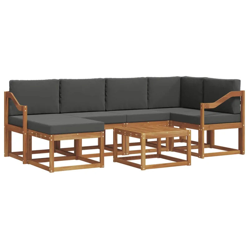 Lauko sofos komplektas su pagalve 7 pcs Natūralus ir antracitas
