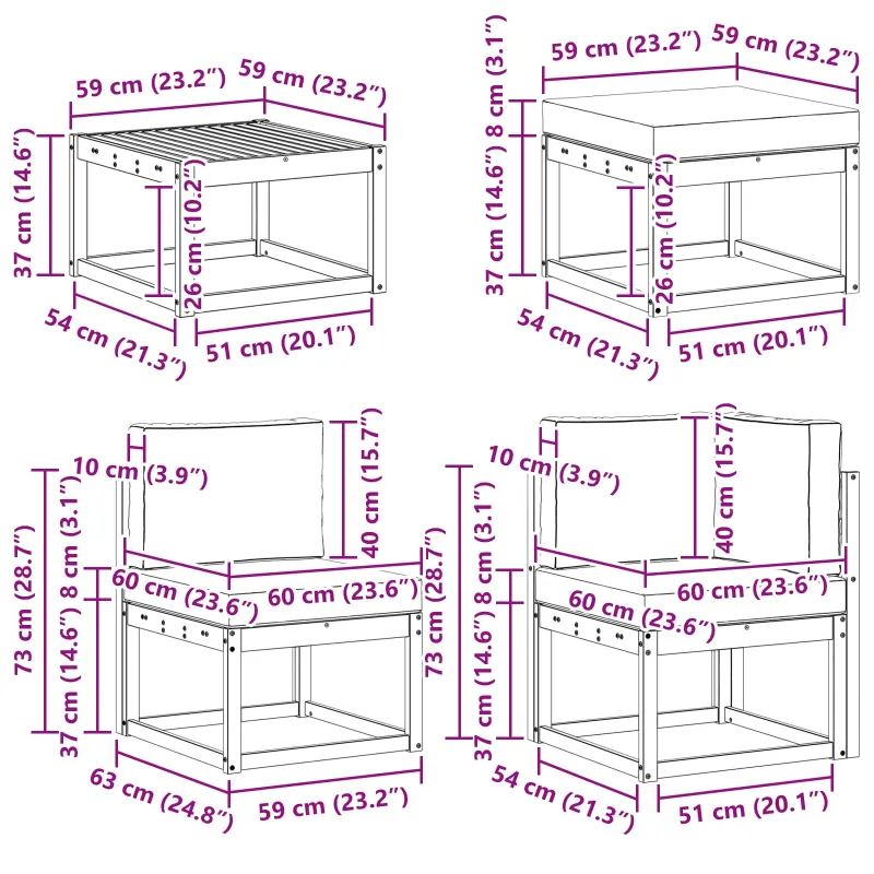 Lauko sofos komplektas su pagalve 7 pcs Natūralus ir bežinis