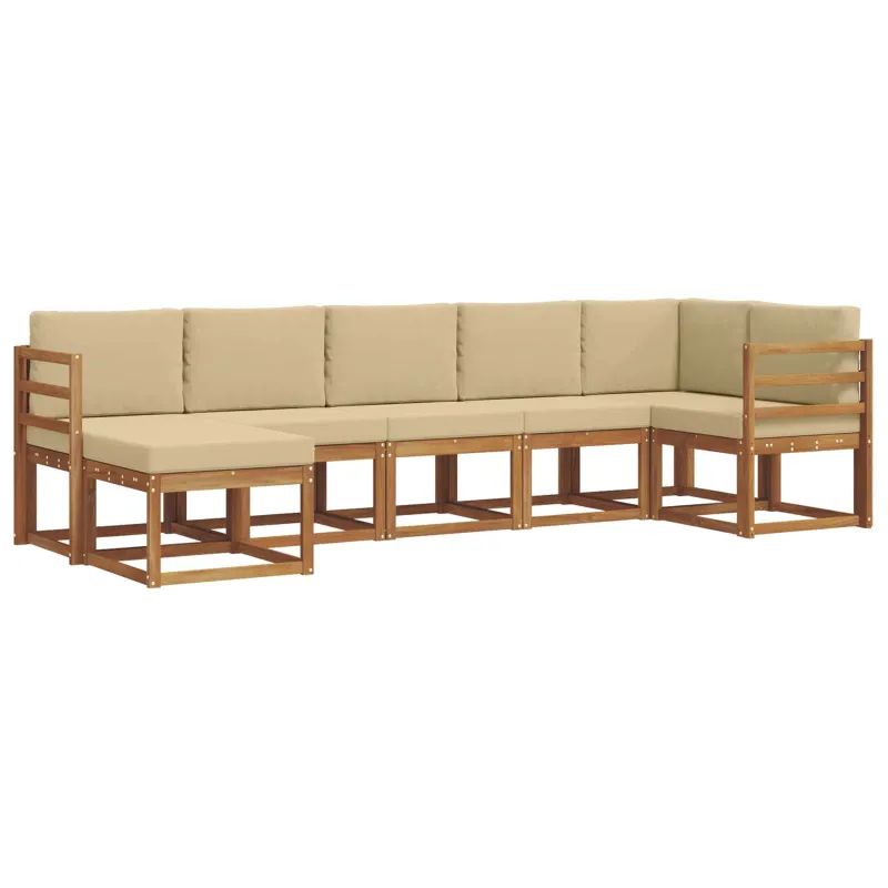 Lauko sofos komplektas su pagalve 7 pcs Natūralus ir bežinis