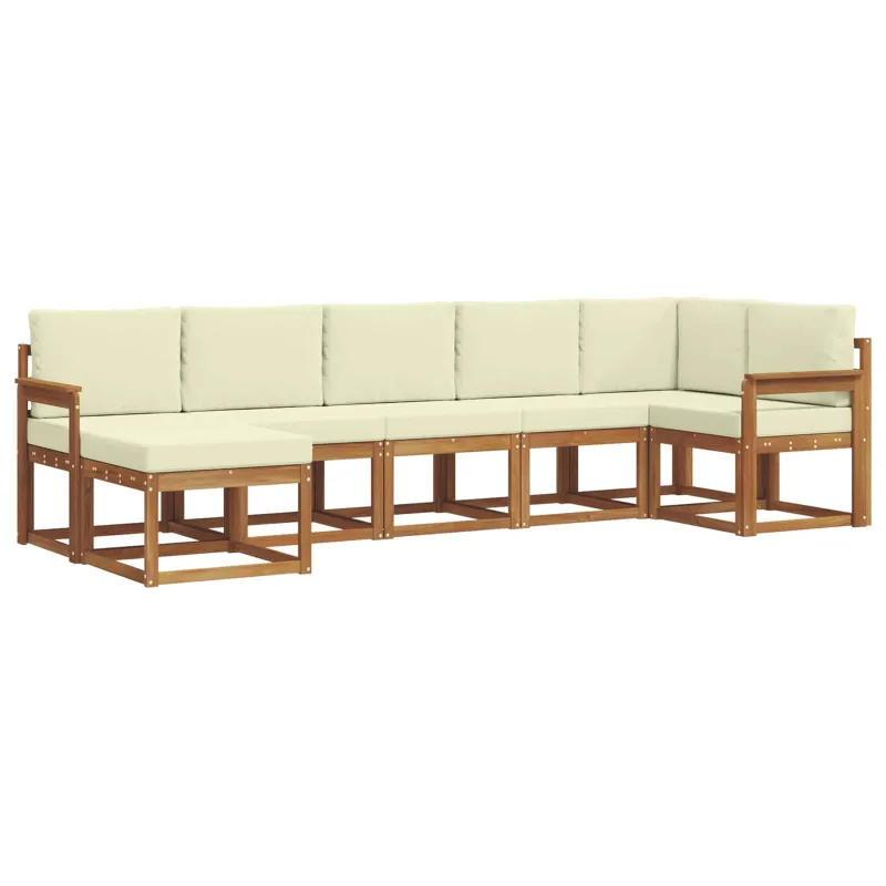 Lauko sofos komplektas su pagalve 7 pcs Natūralus ir grietinėlė