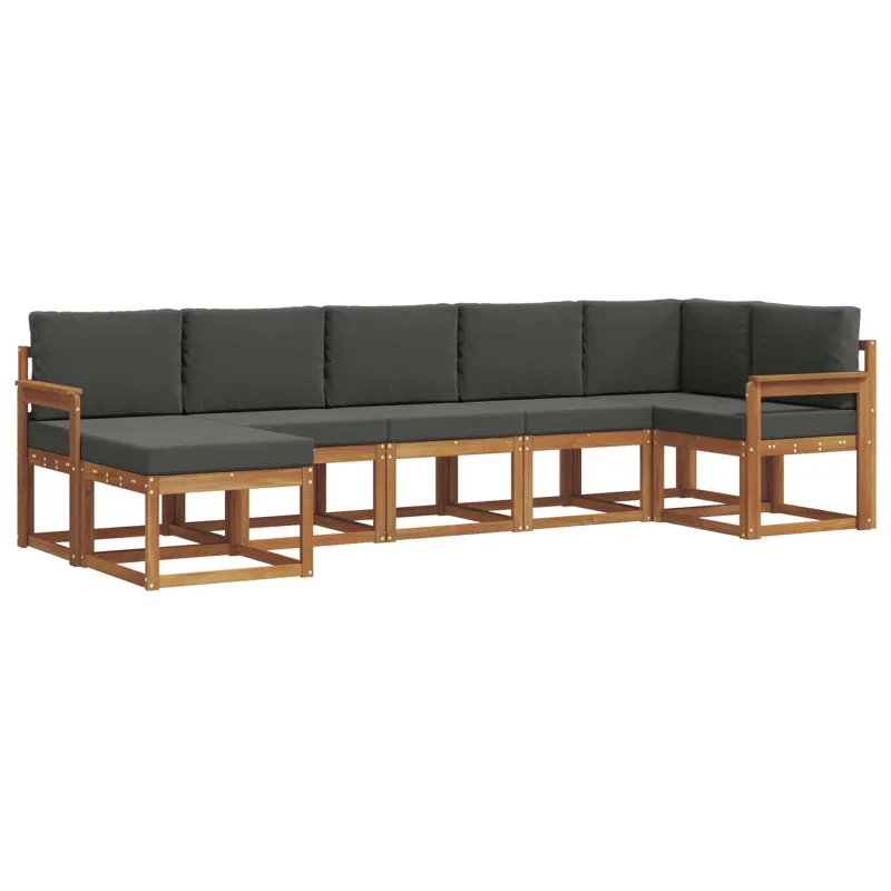 Lauko sofos komplektas su pagalve 7 pcs Natūralus ir antracitas