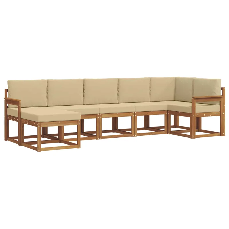 Lauko sofos komplektas su pagalve 7 pcs Natūralus ir bežinis