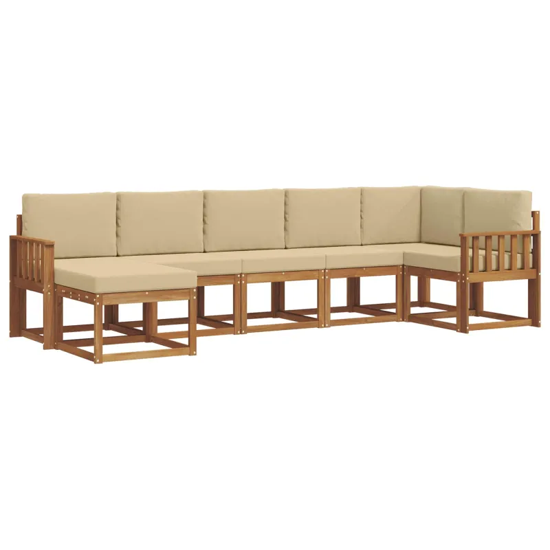 Lauko sofos komplektas su pagalve 7 pcs Natūralus ir bežinis