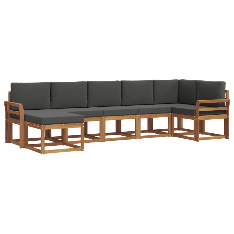 Lauko sofos komplektas su pagalve 7 pcs Natūralus ir antracitas
