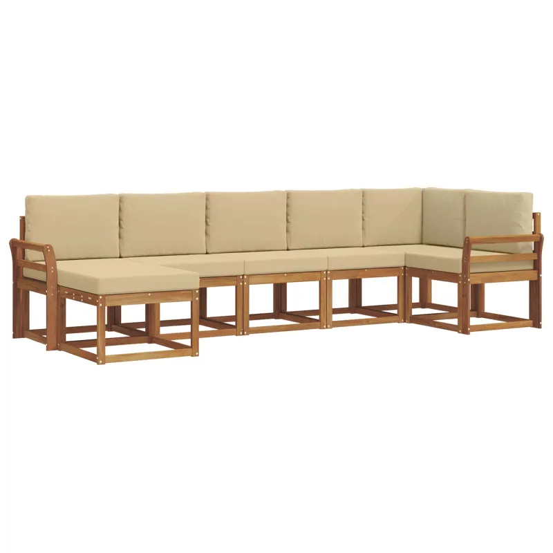 Lauko sofos komplektas su pagalve 7 pcs Natūralus ir bežinis