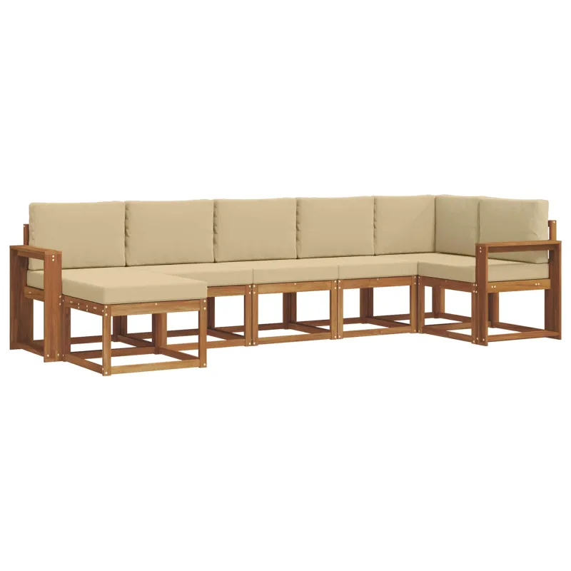 Lauko sofos komplektas su pagalve 7 pcs Natūralus ir bežinis