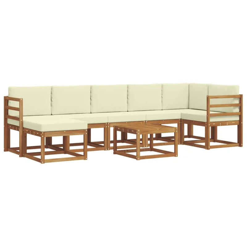 Lauko sofos komplektas su pagalve 8 pcs Natūralus ir grietinėlė
