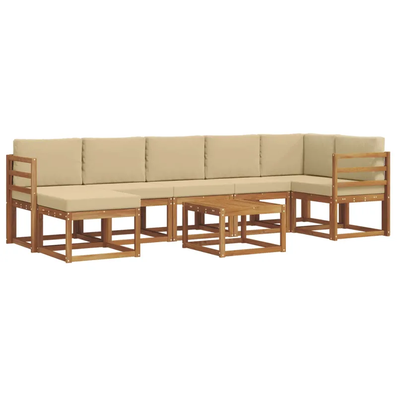 Lauko sofos komplektas su pagalve 8 pcs Natūralus ir bežinis