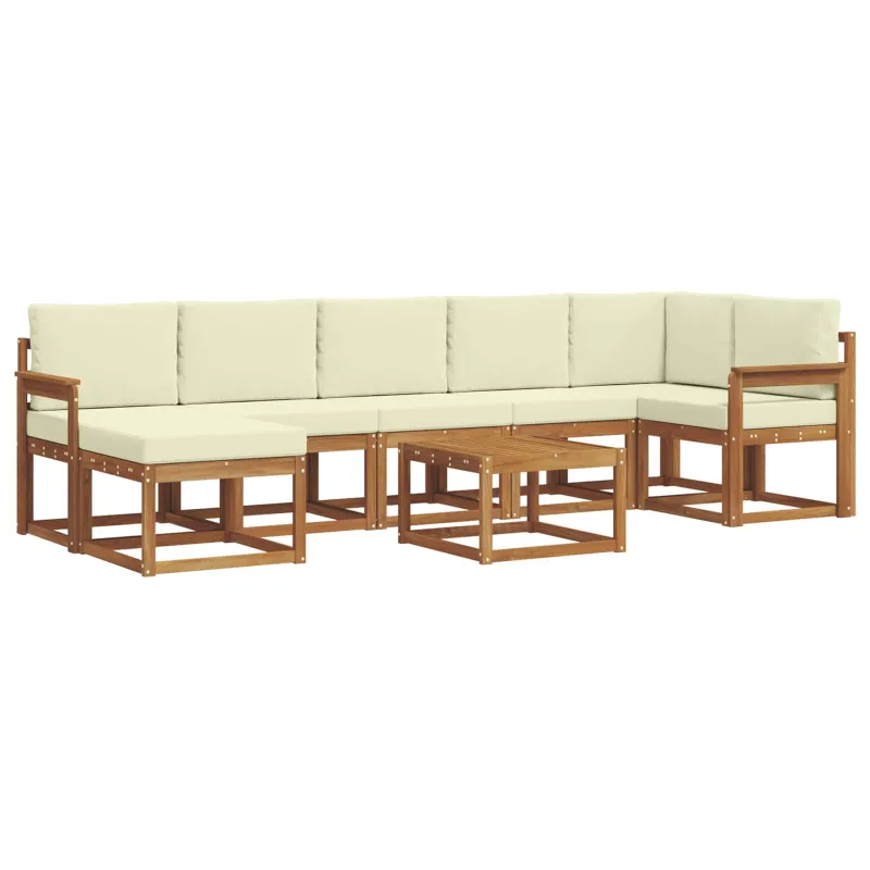 Lauko sofos komplektas su pagalve 8 pcs Natūralus ir grietinėlė