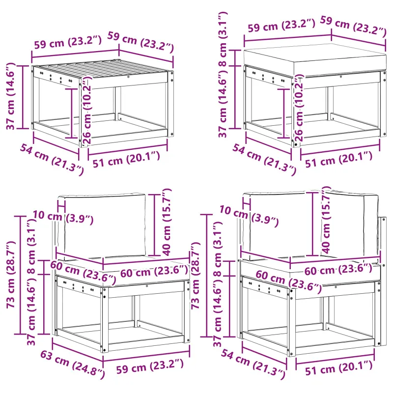 Lauko sofos komplektas su pagalve 8 pcs Natūralus ir antracitas