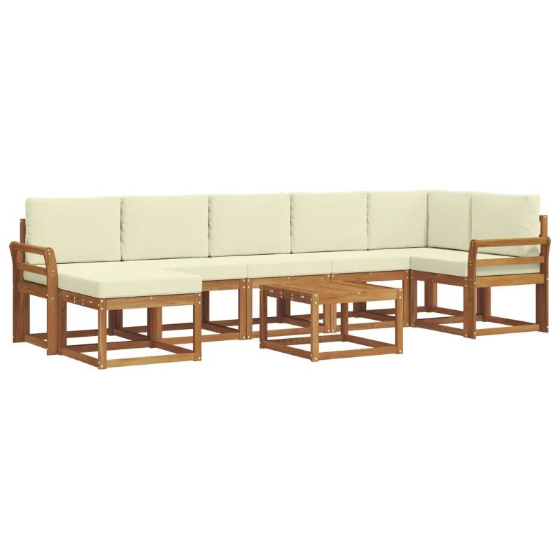 Lauko sofos komplektas su pagalve 8 pcs Natūralus ir grietinėlė