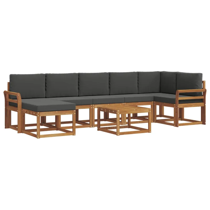 Lauko sofos komplektas su pagalve 8 pcs Natūralus ir antracitas