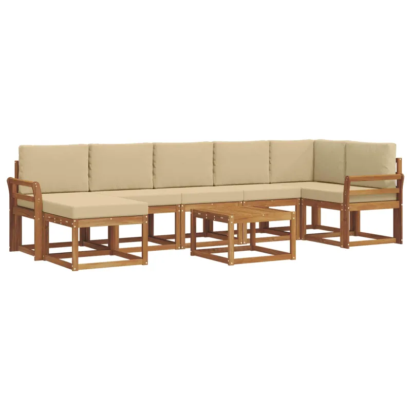 Lauko sofos komplektas su pagalve 8 pcs Natūralus ir bežinis