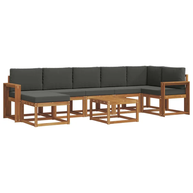 Lauko sofos komplektas su pagalve 8 pcs Natūralus ir antracitas
