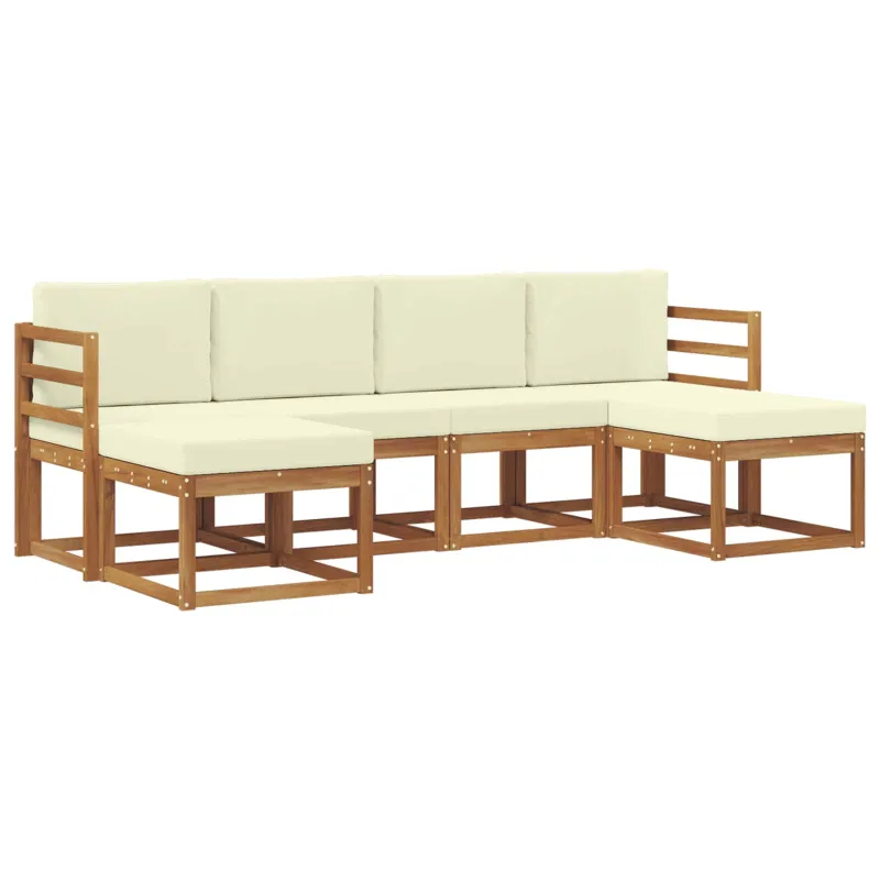 Lauko sofos komplektas 6 pcs Natūralus ir grietinėlė