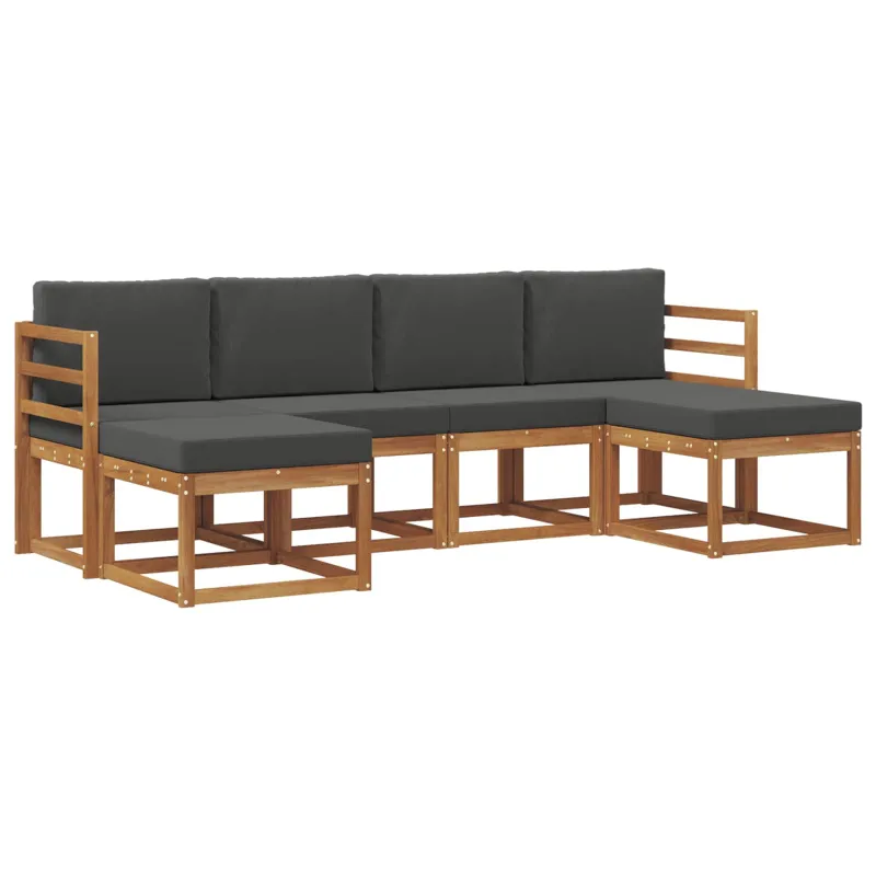 Lauko sofos komplektas su pagalve 6 pcs Natūralus ir antracitas
