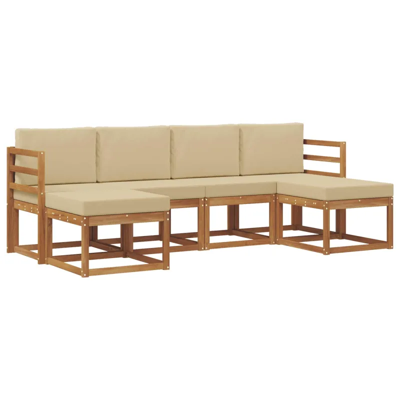 Lauko sofos komplektas su pagalve 6 pcs Natūralus ir bežinis