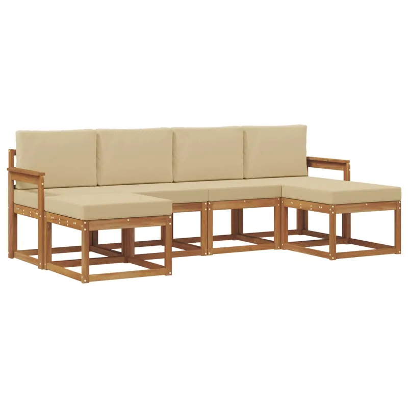 Lauko sofos komplektas su pagalve 6 pcs Natūralus ir bežinis