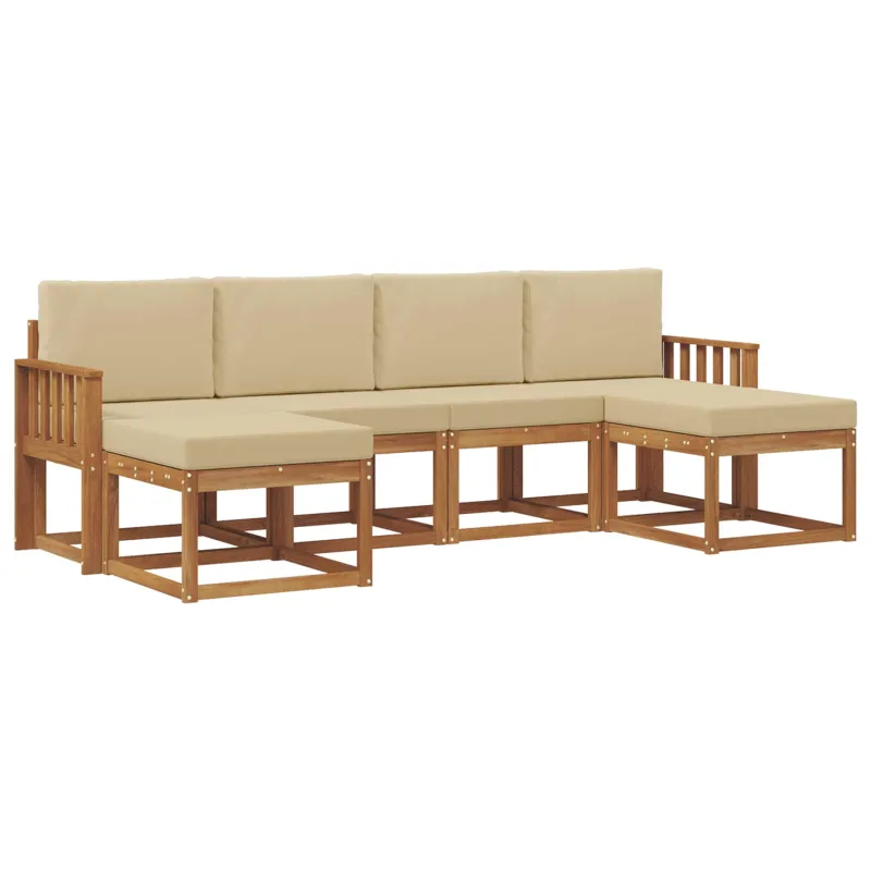 Lauko sofos komplektas su pagalve 6 pcs Natūralus ir bežinis
