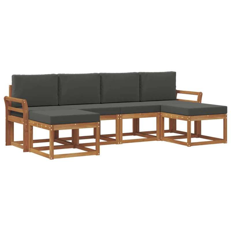 Lauko sofos komplektas su pagalve 6 pcs Natūralus ir antracitas