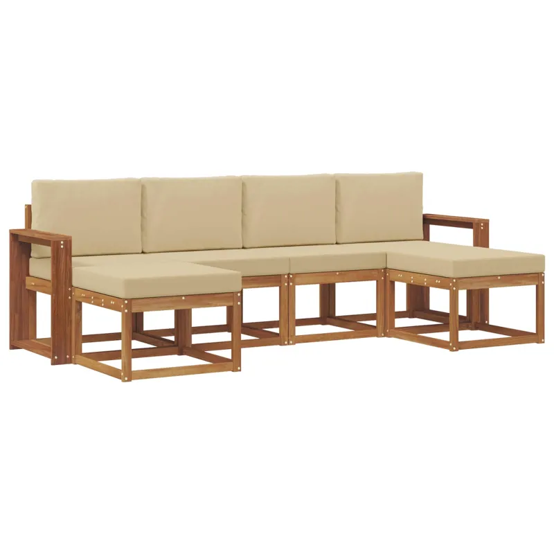Lauko sofos komplektas su pagalve 6 pcs Natūralus ir bežinis