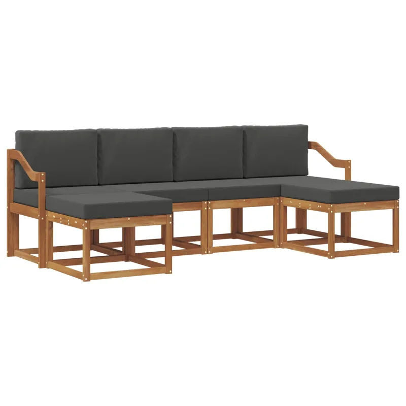 Lauko sofos komplektas su pagalve 6 pcs Natūralus ir antracitas