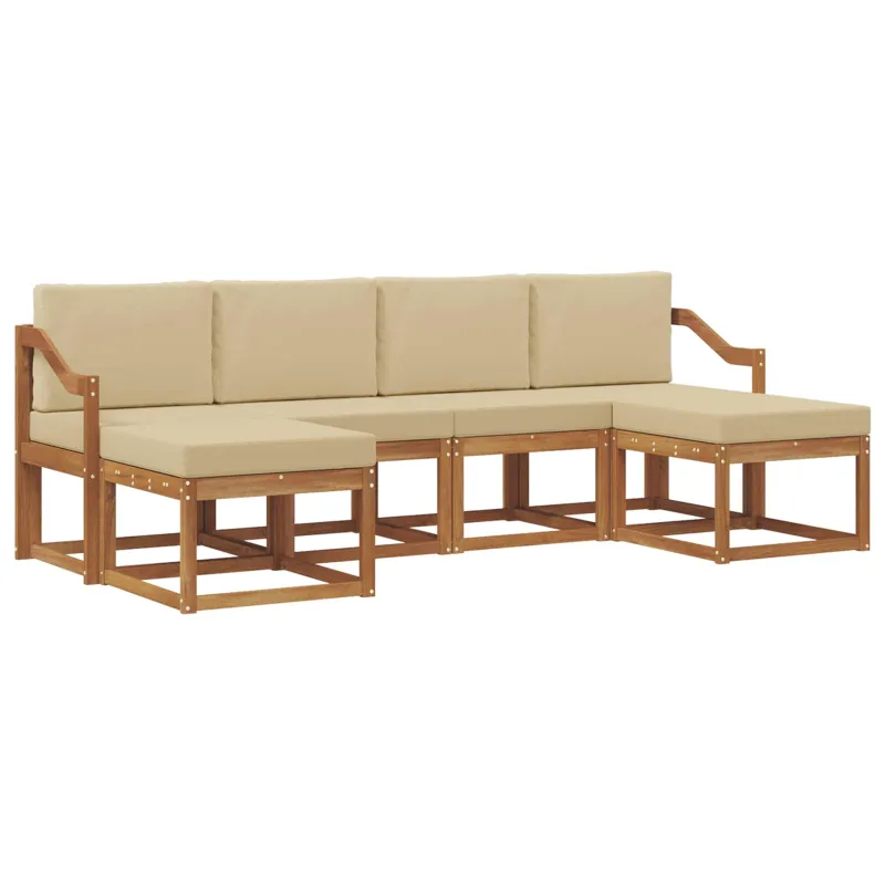 Lauko sofos komplektas su pagalve 6 pcs Natūralus ir bežinis