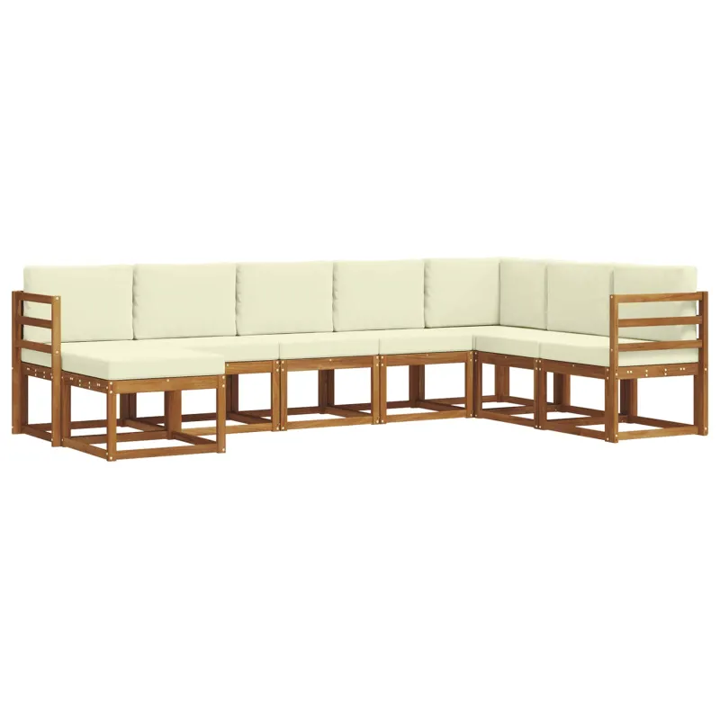 Lauko sofos komplektas su pagalve 8 pcs Natūralus ir grietinėlė