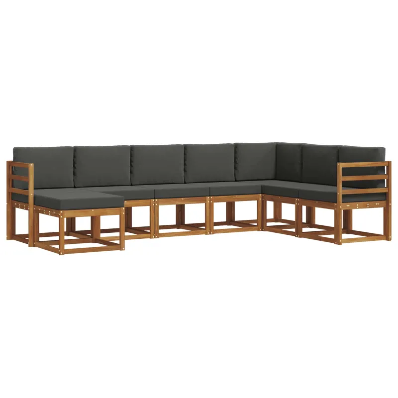 Lauko sofos komplektas su pagalve 8 pcs Natūralus ir antracitas