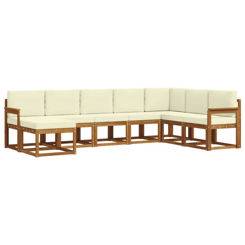 Lauko sofos komplektas su pagalve 8 pcs Natūralus ir grietinėlė