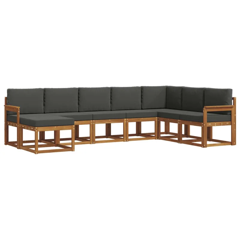 Lauko sofos komplektas su pagalve 8 pcs Natūralus ir antracitas