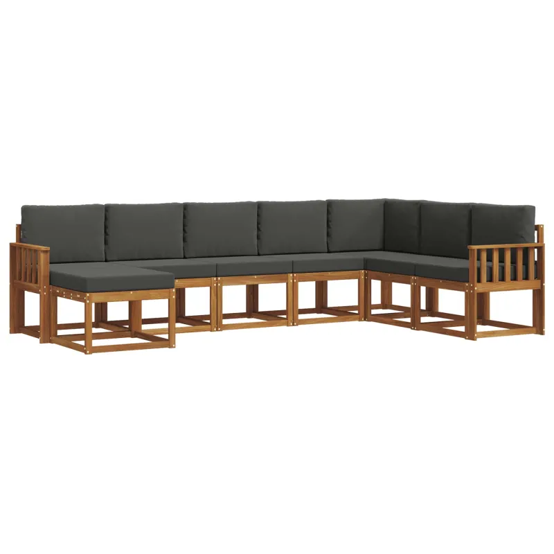 Lauko sofos komplektas su pagalve 8 pcs Natūralus ir antracitas