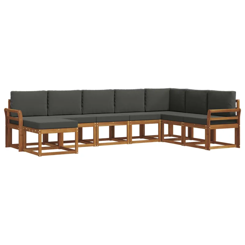 Lauko sofos komplektas su pagalve 8 pcs Natūralus ir antracitas