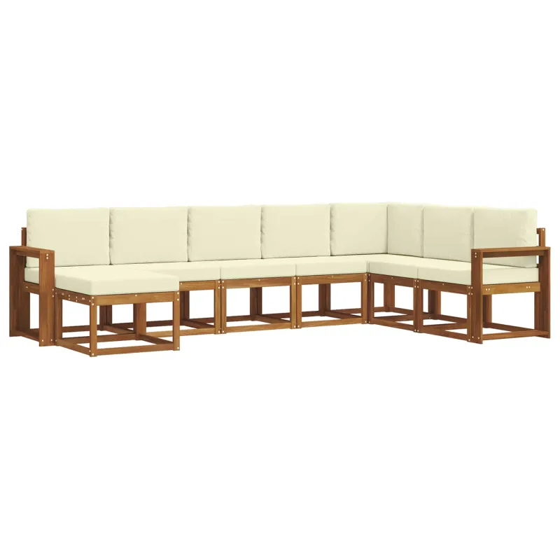 Lauko sofos komplektas su pagalve 8 pcs Natūralus ir grietinėlė