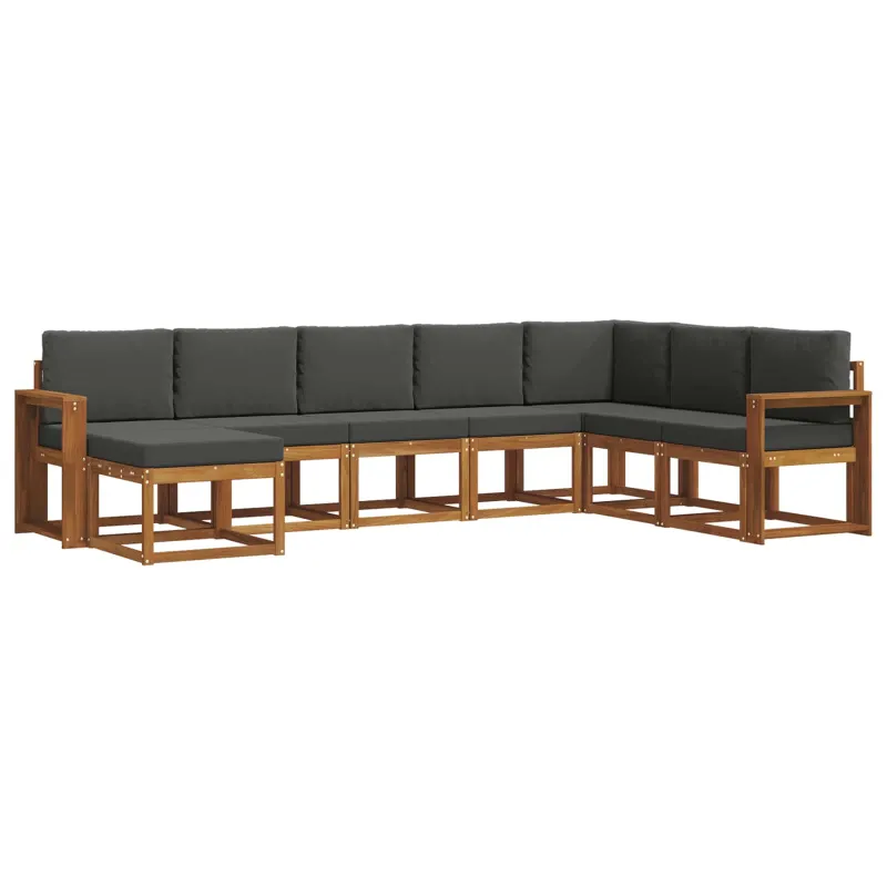 Lauko sofos komplektas su pagalve 8 pcs Natūralus ir antracitas