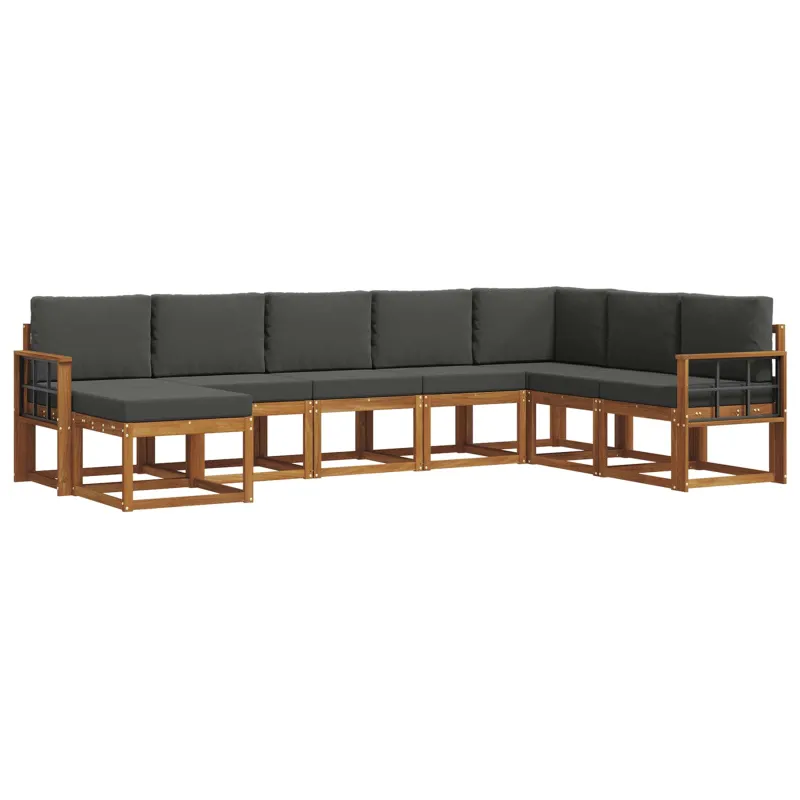 Lauko sofos komplektas su pagalve 8 pcs Natūralus ir antracitas
