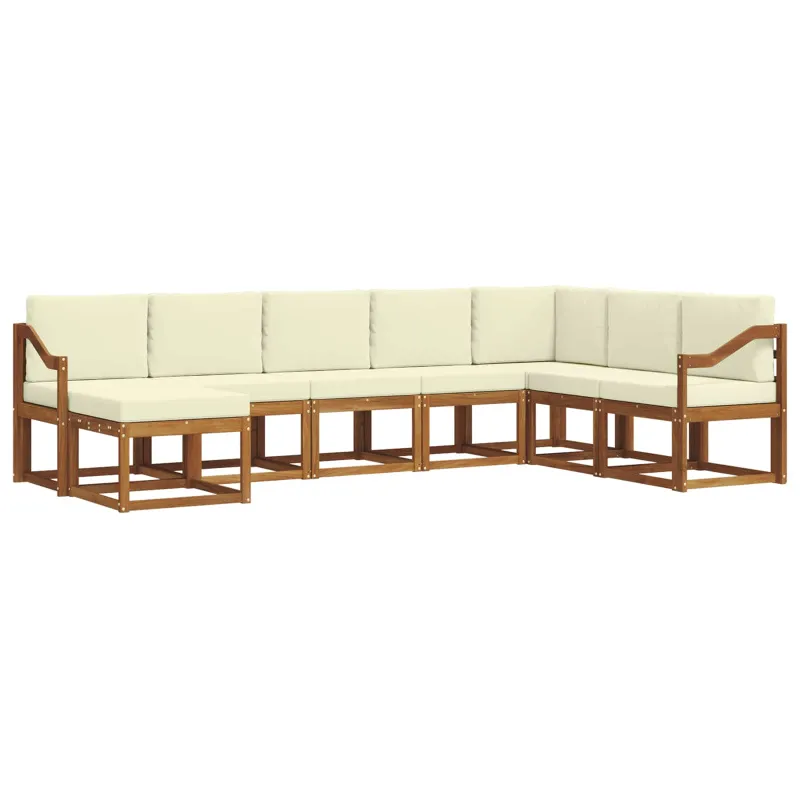 Lauko sofos komplektas su pagalve 8 pcs Natūralus ir grietinėlė