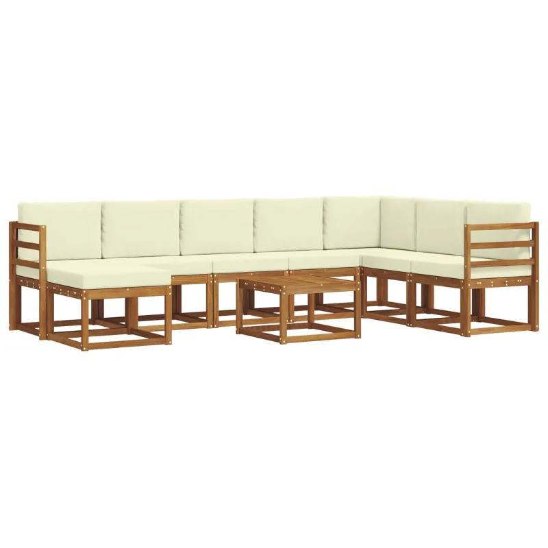 Lauko sofos komplektas su pagalve 9 pcs Natūralus ir grietinėlė