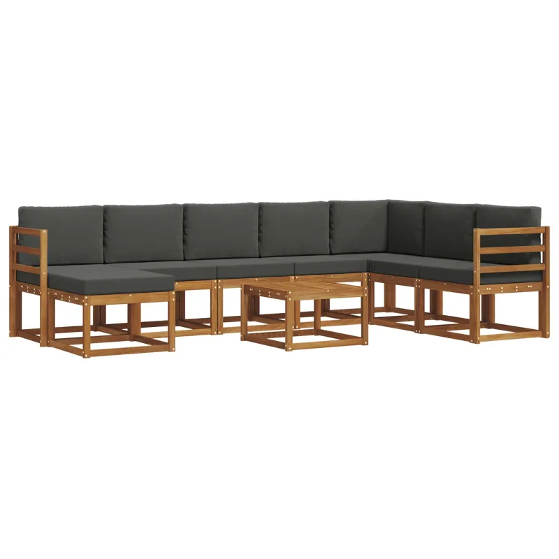 Lauko sofos komplektas su pagalve 9 pcs Natūralus ir antracitas