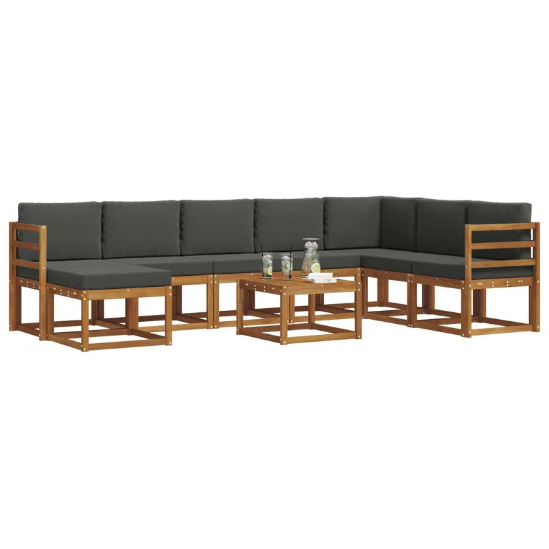 Lauko sofos komplektas su pagalve 9 pcs Natūralus ir antracitas