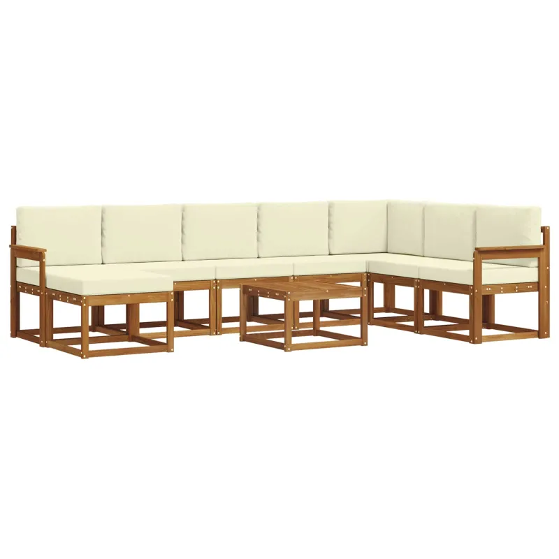 Lauko sofos komplektas su pagalve 9 pcs Natūralus ir grietinėlė