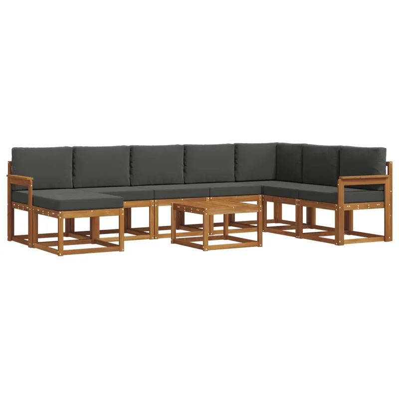 Lauko sofos komplektas su pagalve 9 pcs Natūralus ir antracitas