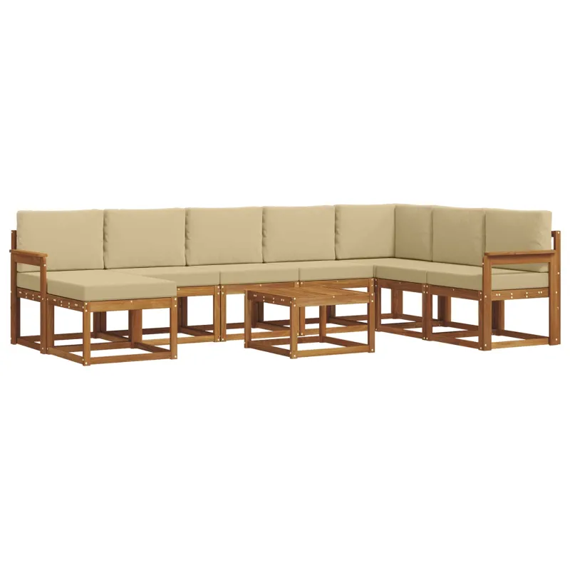 Lauko sofos komplektas su pagalve 9 pcs Natūralus ir bežinis