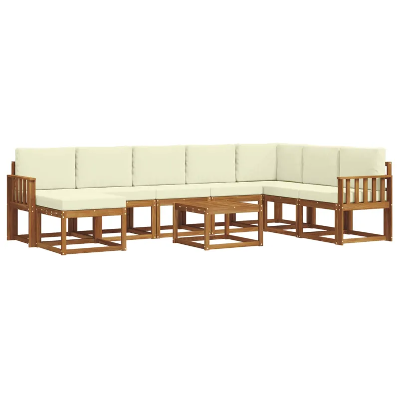 Lauko sofos komplektas su pagalve 9 pcs Natūralus ir grietinėlė