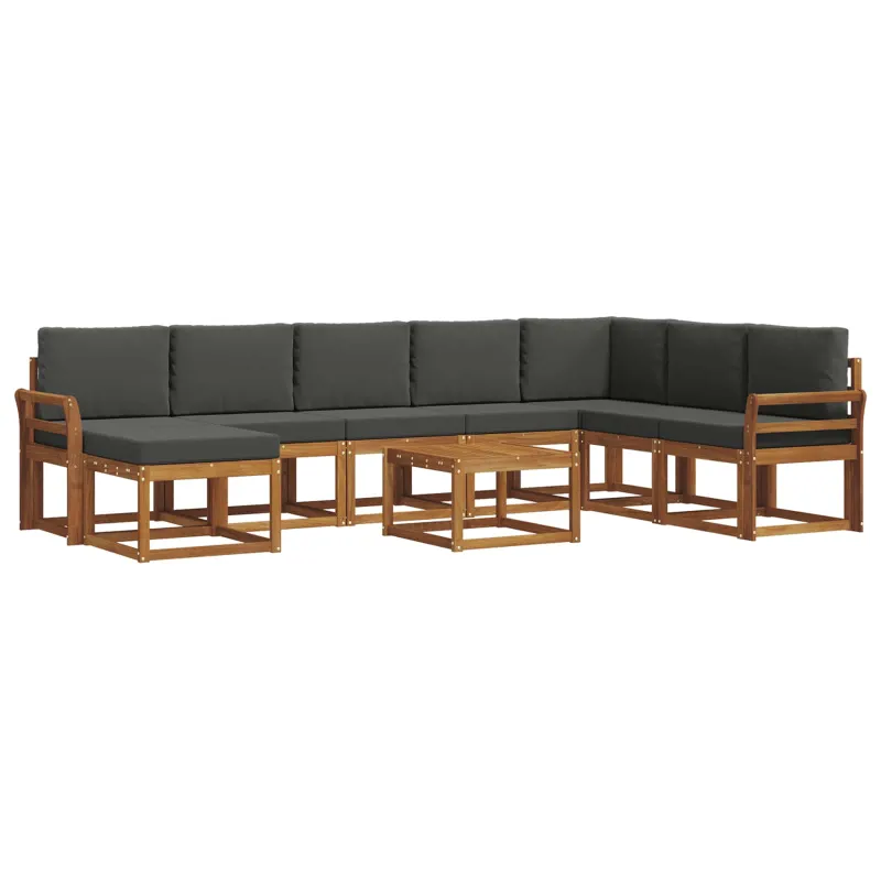 Lauko sofos komplektas su pagalve 9 pcs Natūralus ir antracitas
